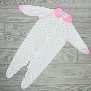 Vintage 90s babygro long ruffle collared one piece footed sleepwear pajamas med